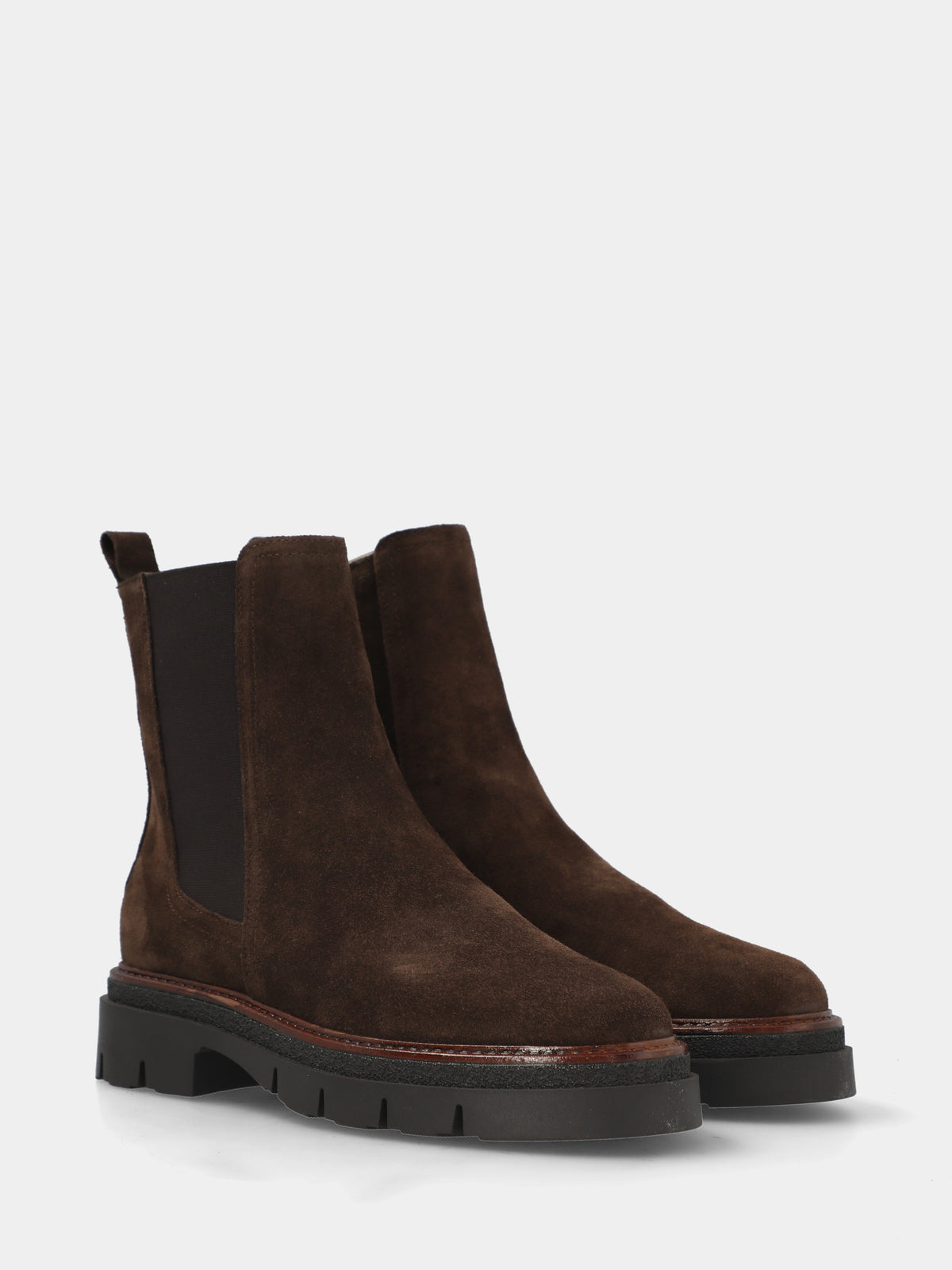 Stivaletto combat in velour testa di moro con elastico