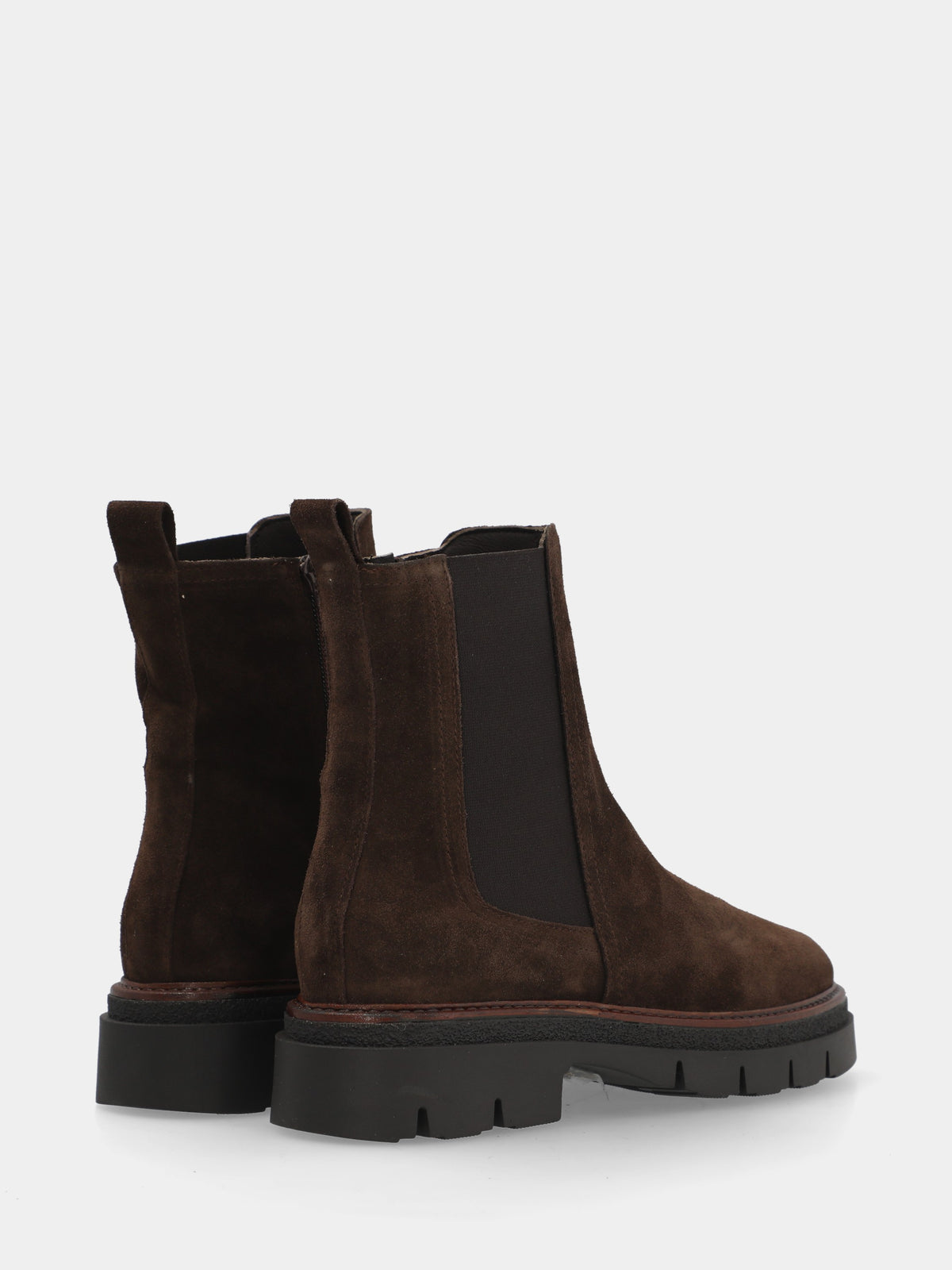 Stivaletto combat in velour testa di moro con elastico