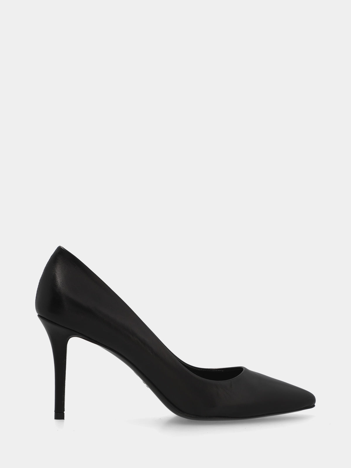 Décolleté in nappa nera con tacco stiletto fasciato