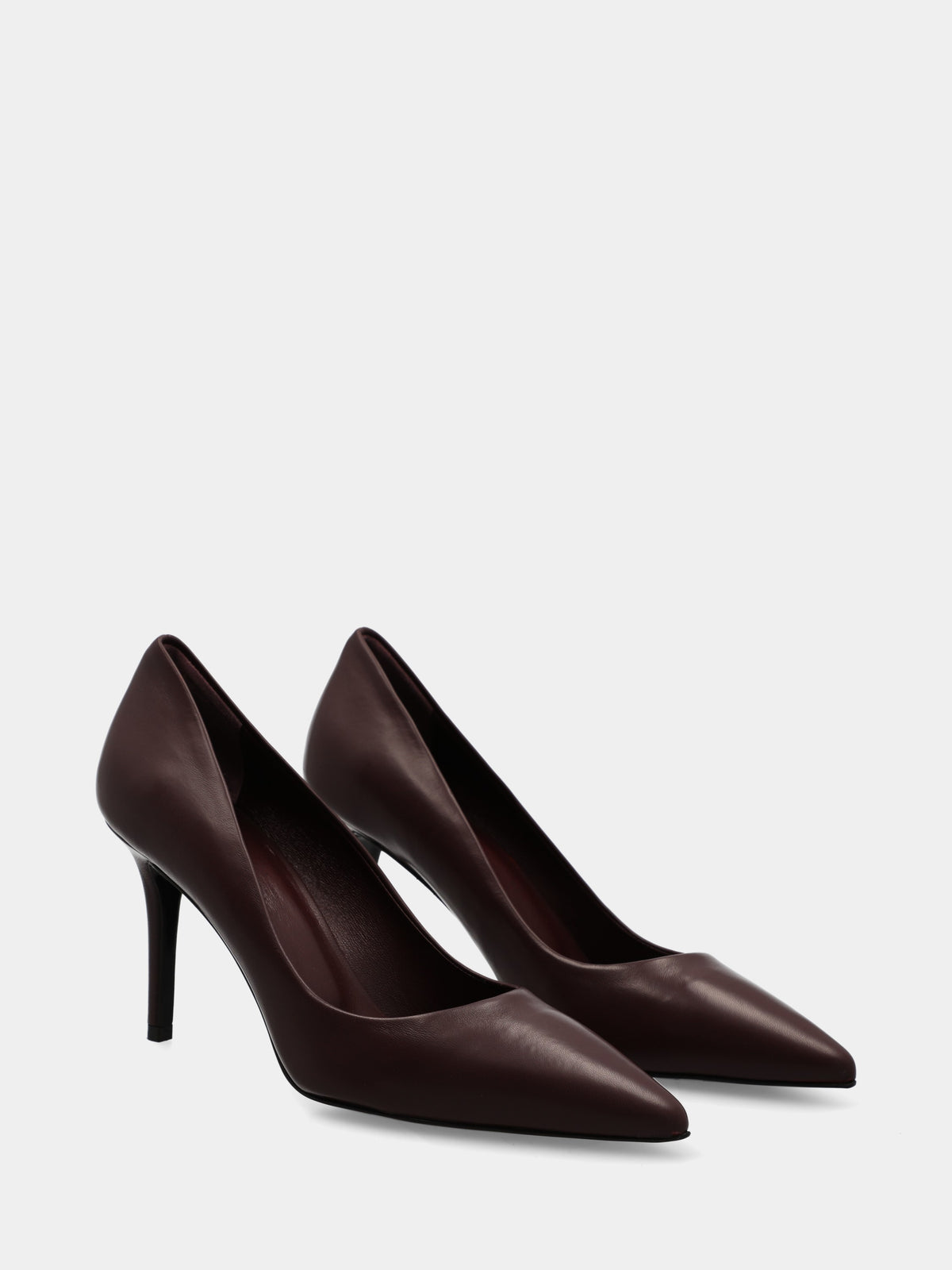 Décolleté in nappa bordeaux con tacco stiletto