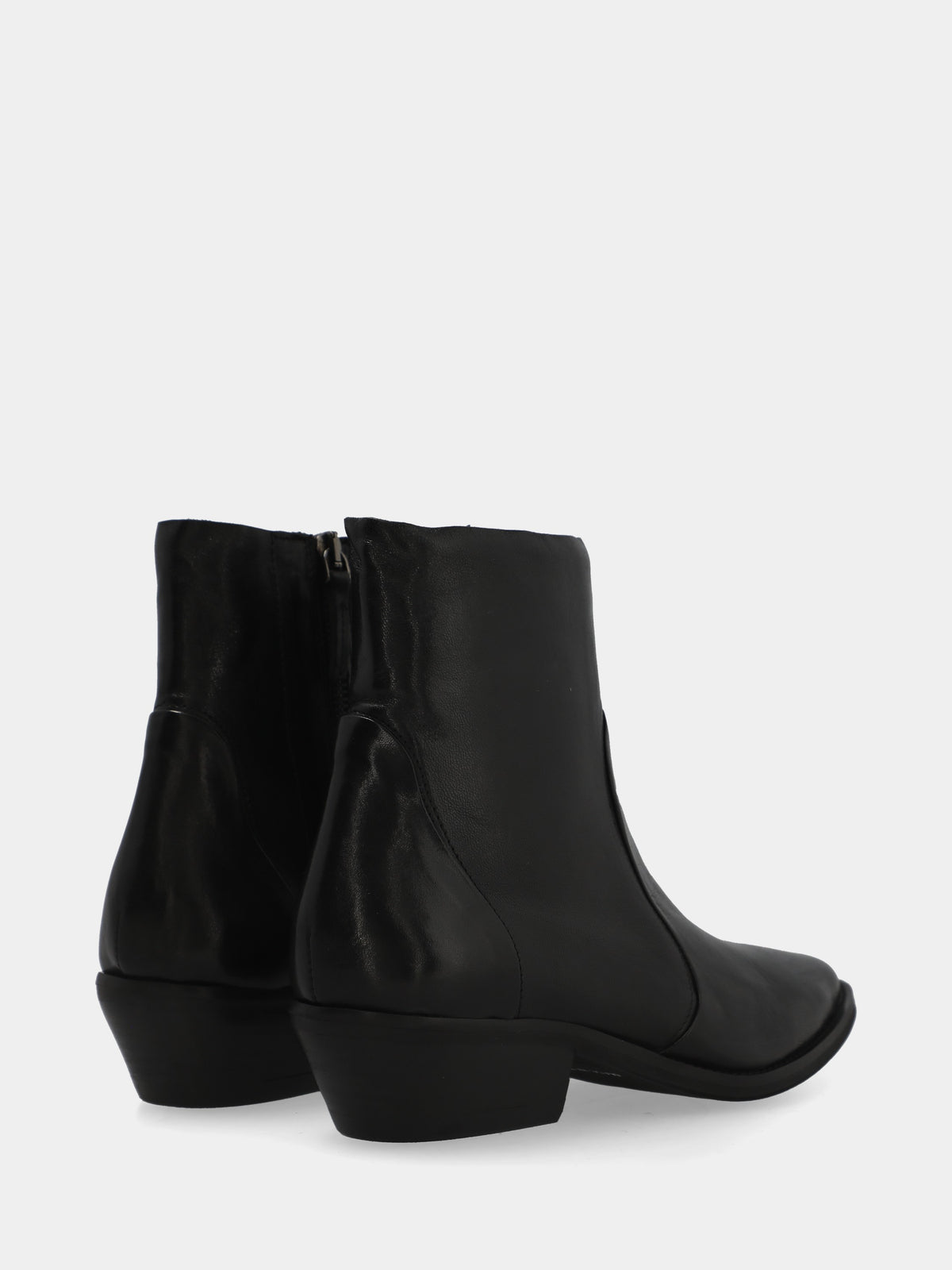 Stivaletto in vitello nero con zip laterale