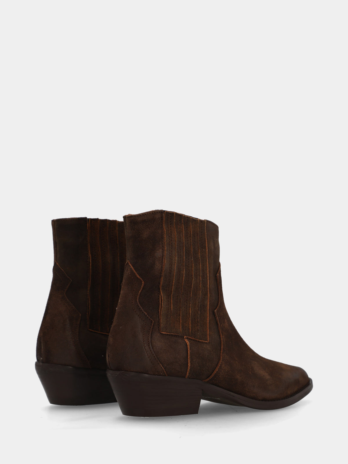 Stivaletto in velour marrone con elastici coperti
