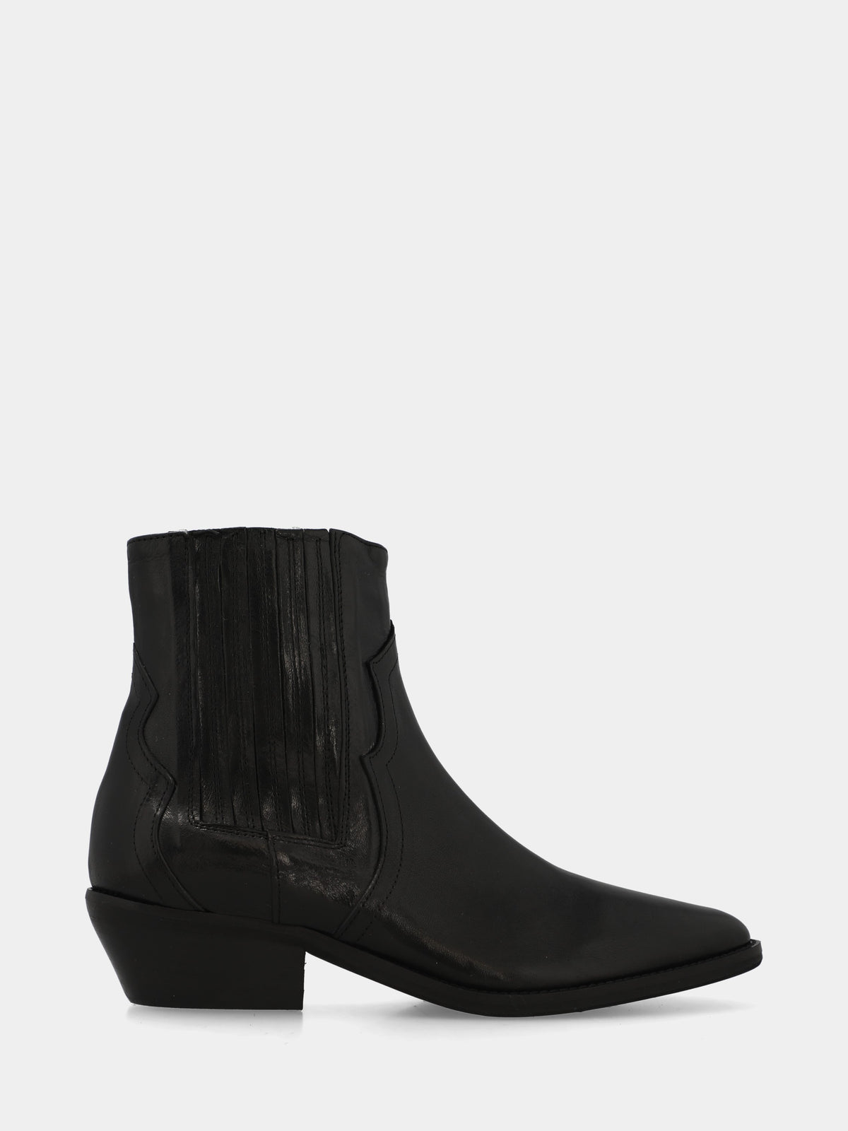 Stivaletto in vitello nero con elastici coperti