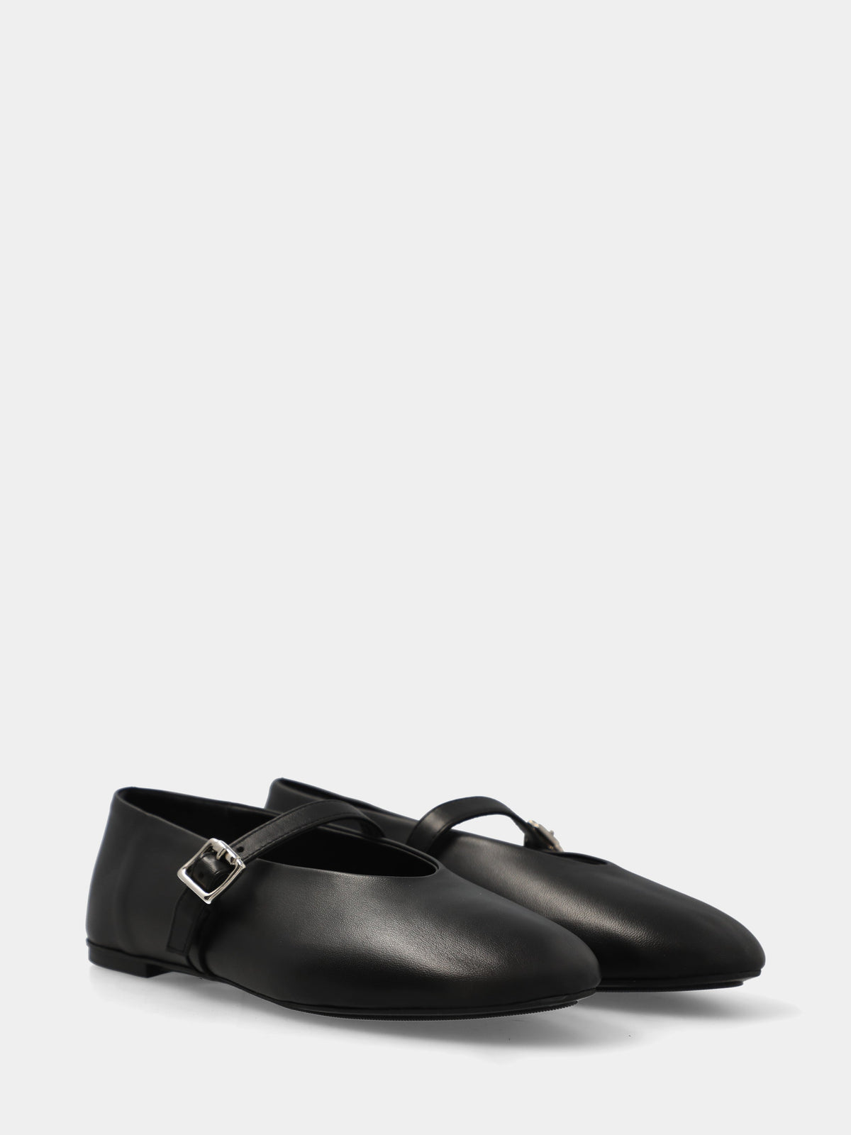 Ballerina in nappa nera con cinturino alla caviglia