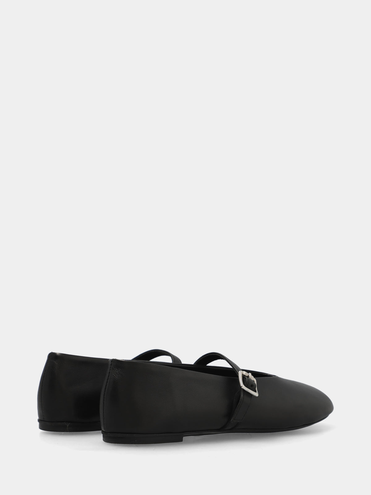 Ballerina in nappa nera con cinturino alla caviglia