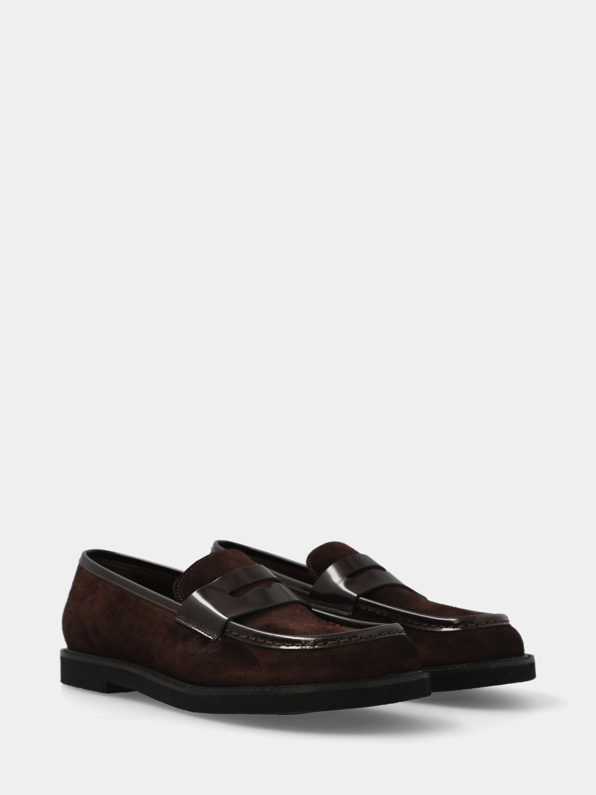 Mocassino in velour testa di moro con mascherina