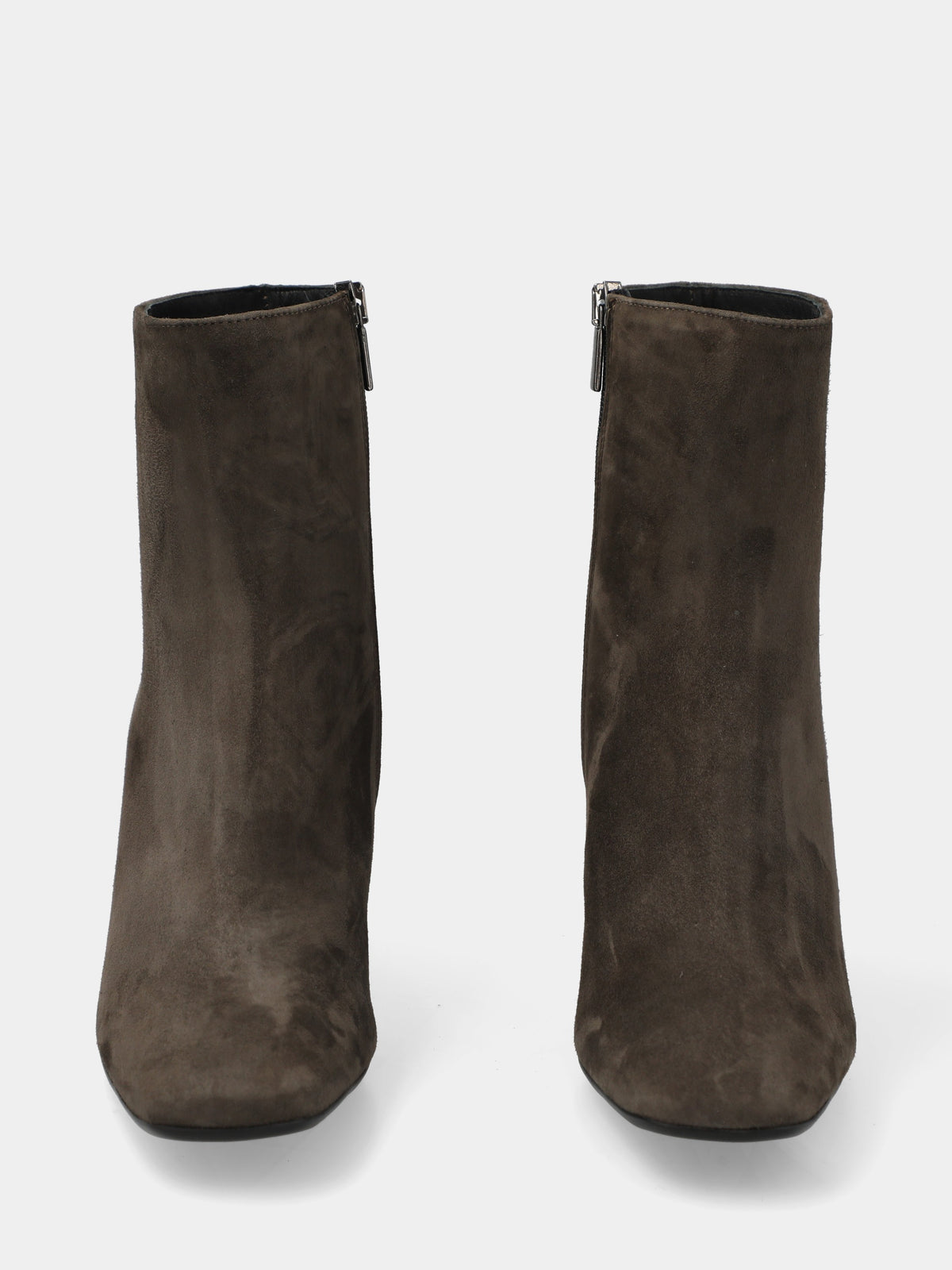 Stivaletto in camoscio grigio con tacco a blocco