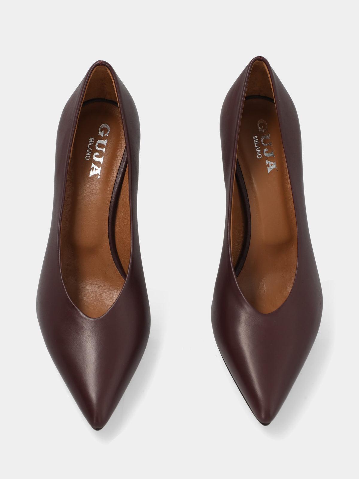 Décolleté in nappa bordeaux con tacco a coda