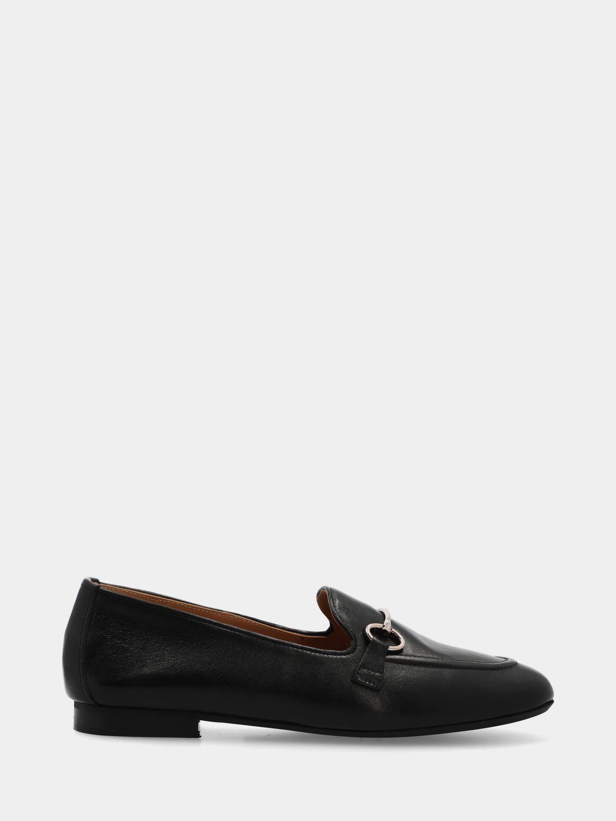 Pantofola in nappa nera con morsetto metallico