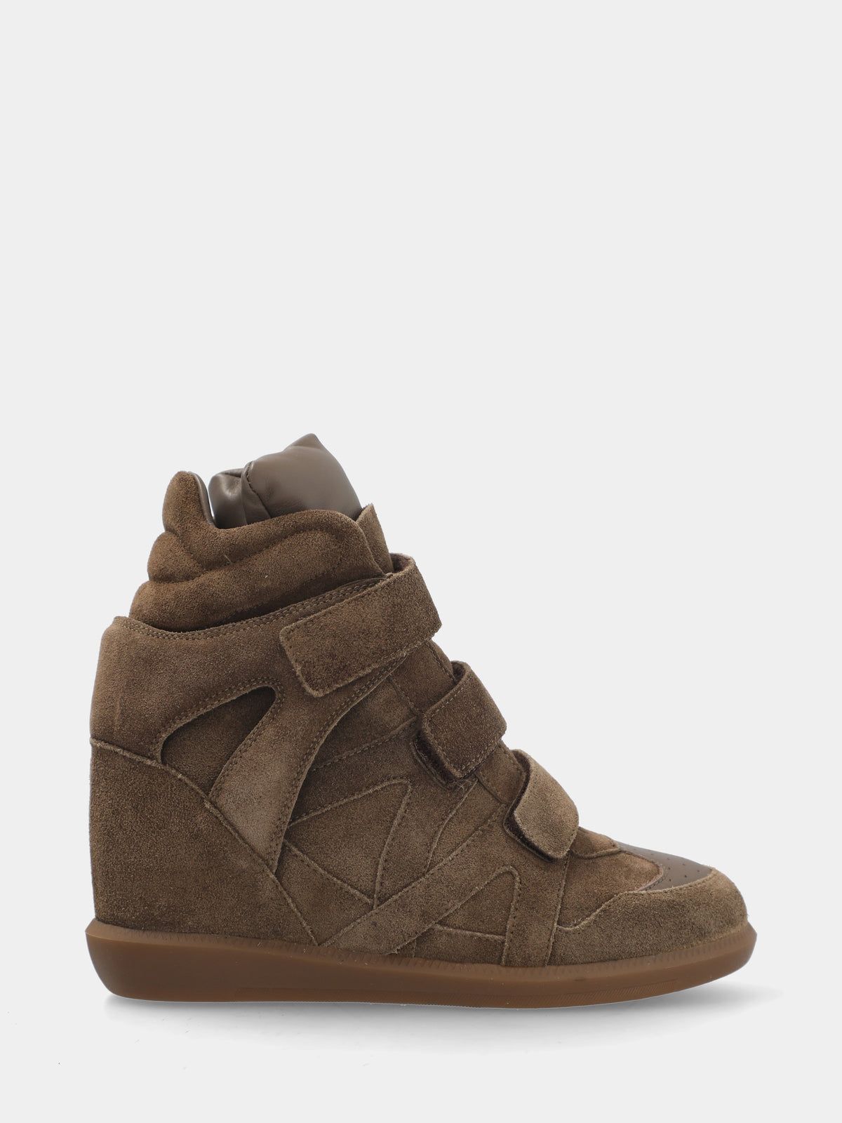 Sneakers in velour grigio con tre cinturini a strappo