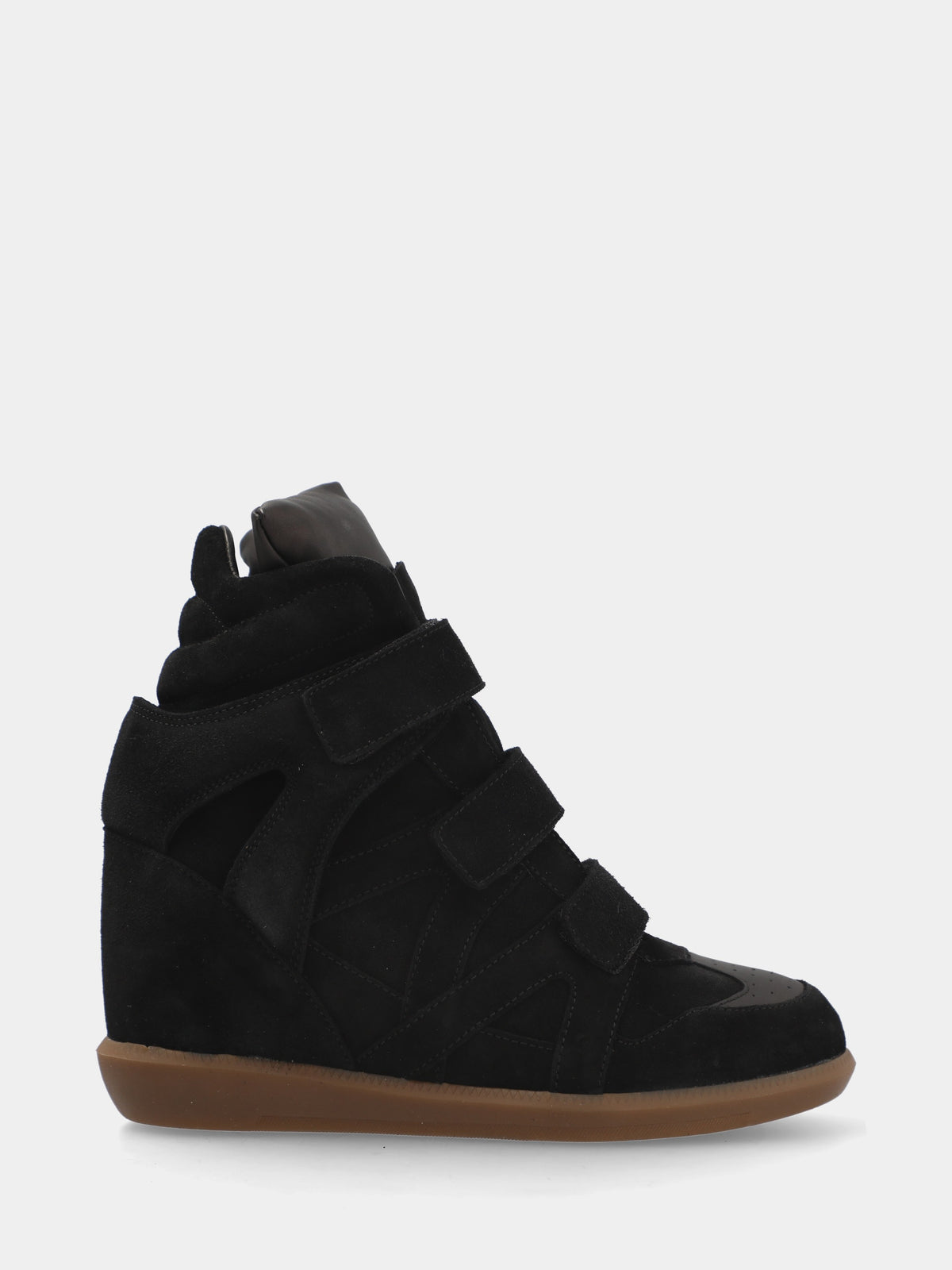 Sneakers in velour nero con tre cinturini a strappo