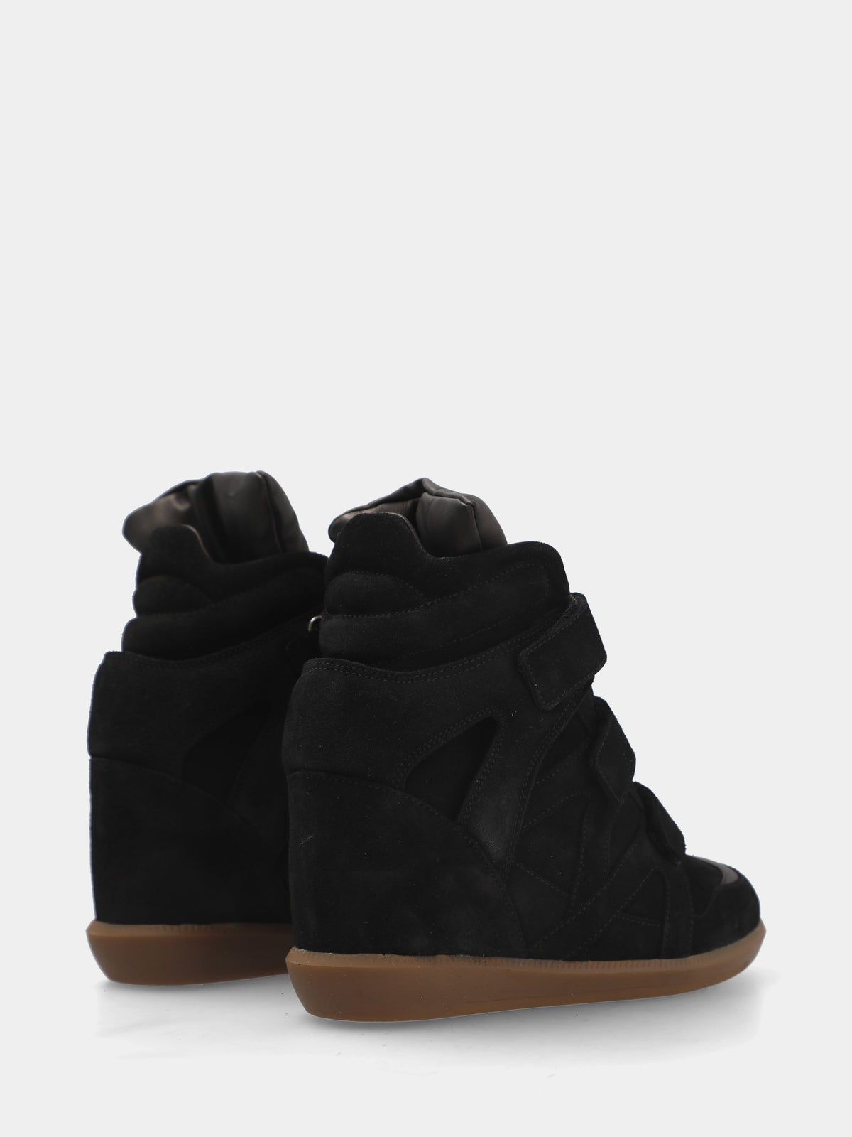 Sneakers in velour nero con tre cinturini a strappo