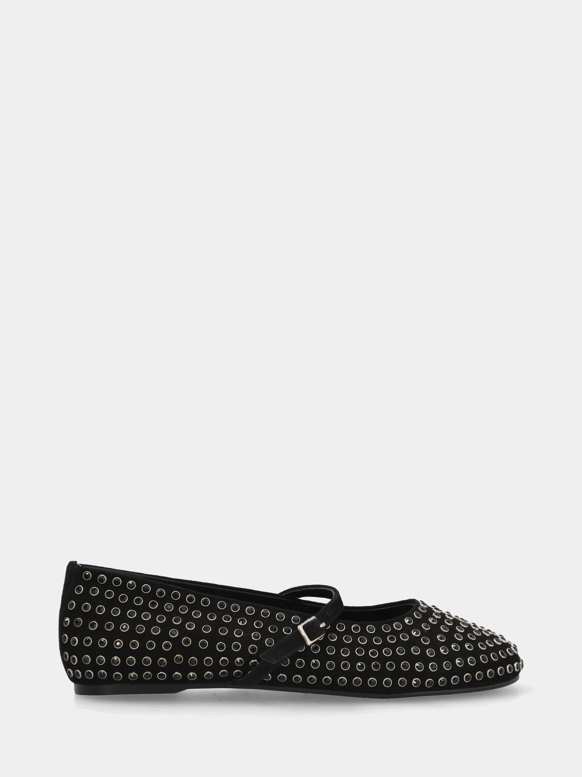 Ballerina mary jane in camoscio nero con borchiette