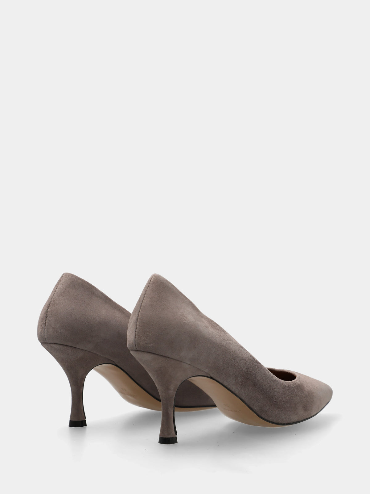 Décolleté in camoscio grigio con tacco fasciato