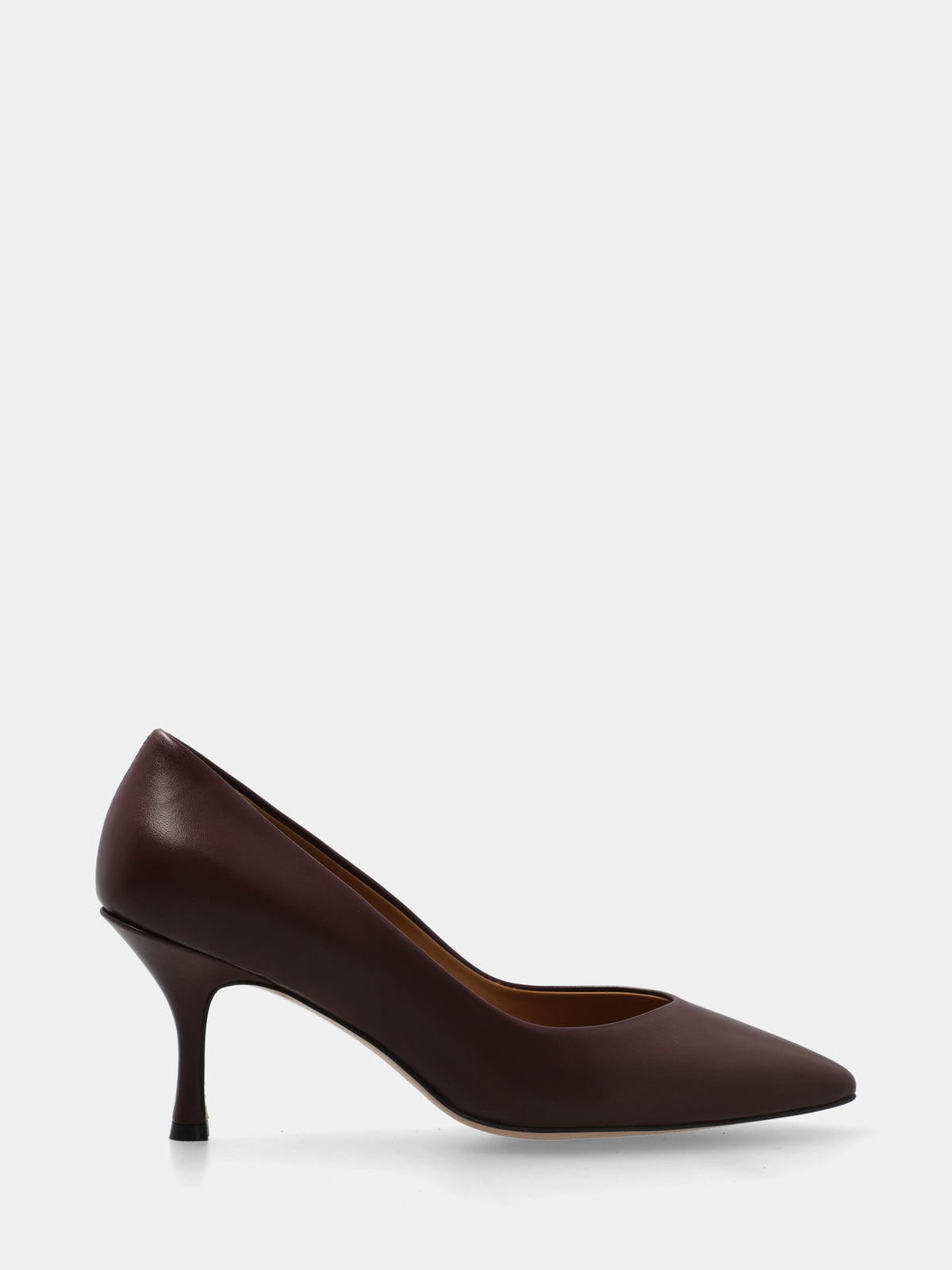 Décolleté in nappa bordeaux con tacco fasciato