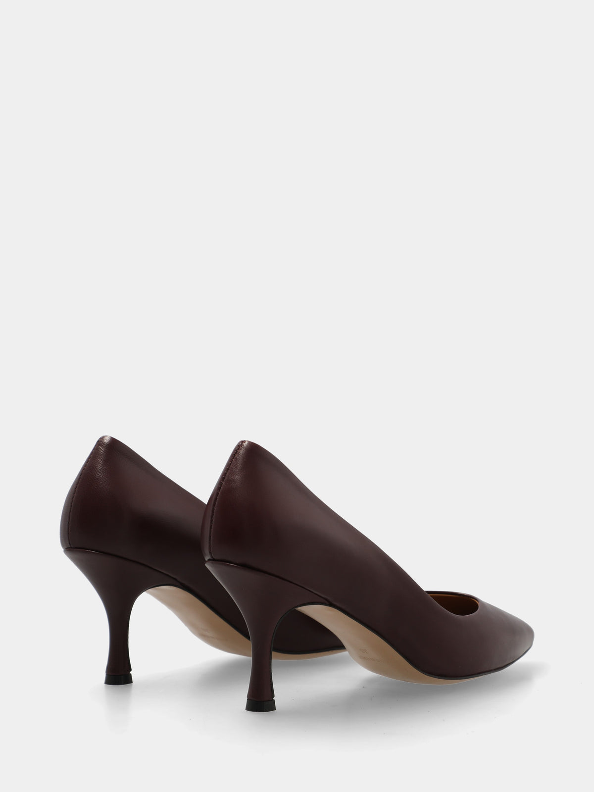 Décolleté in nappa bordeaux con tacco fasciato