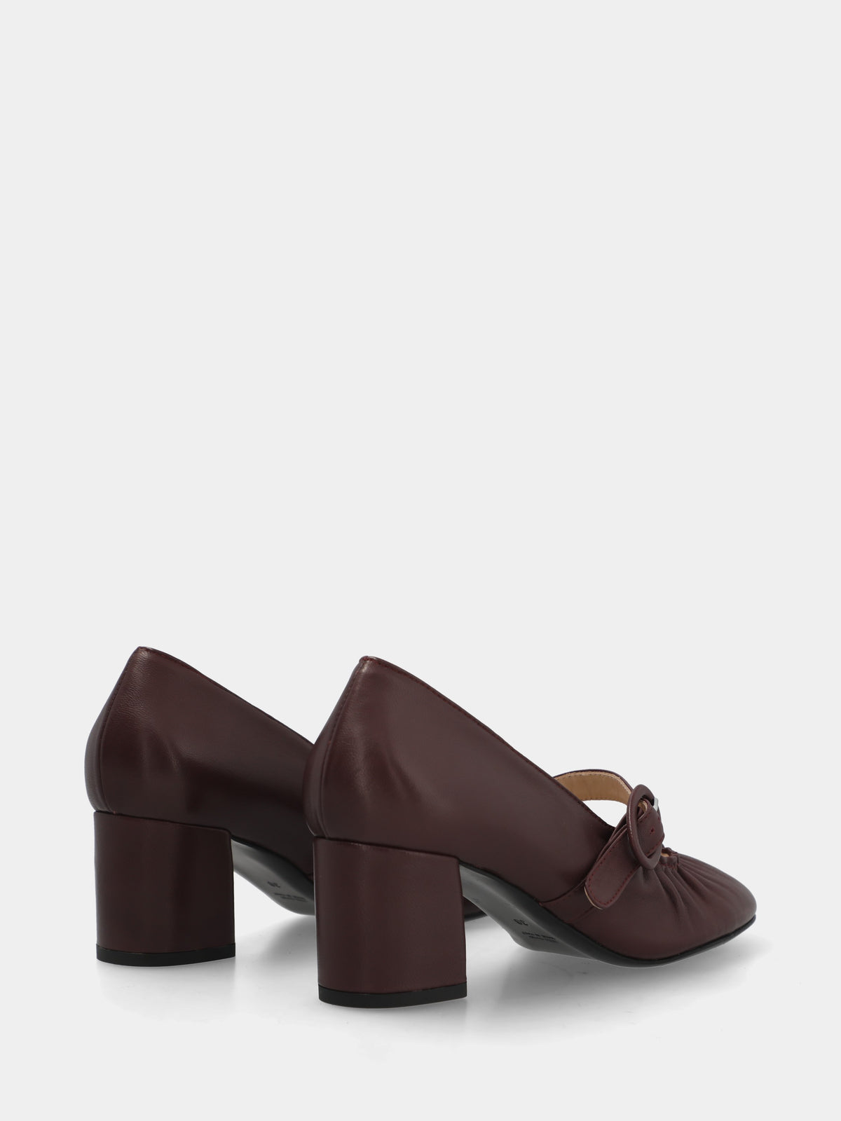Décolleté in nappa bordeaux con arricciature sulla tomaia