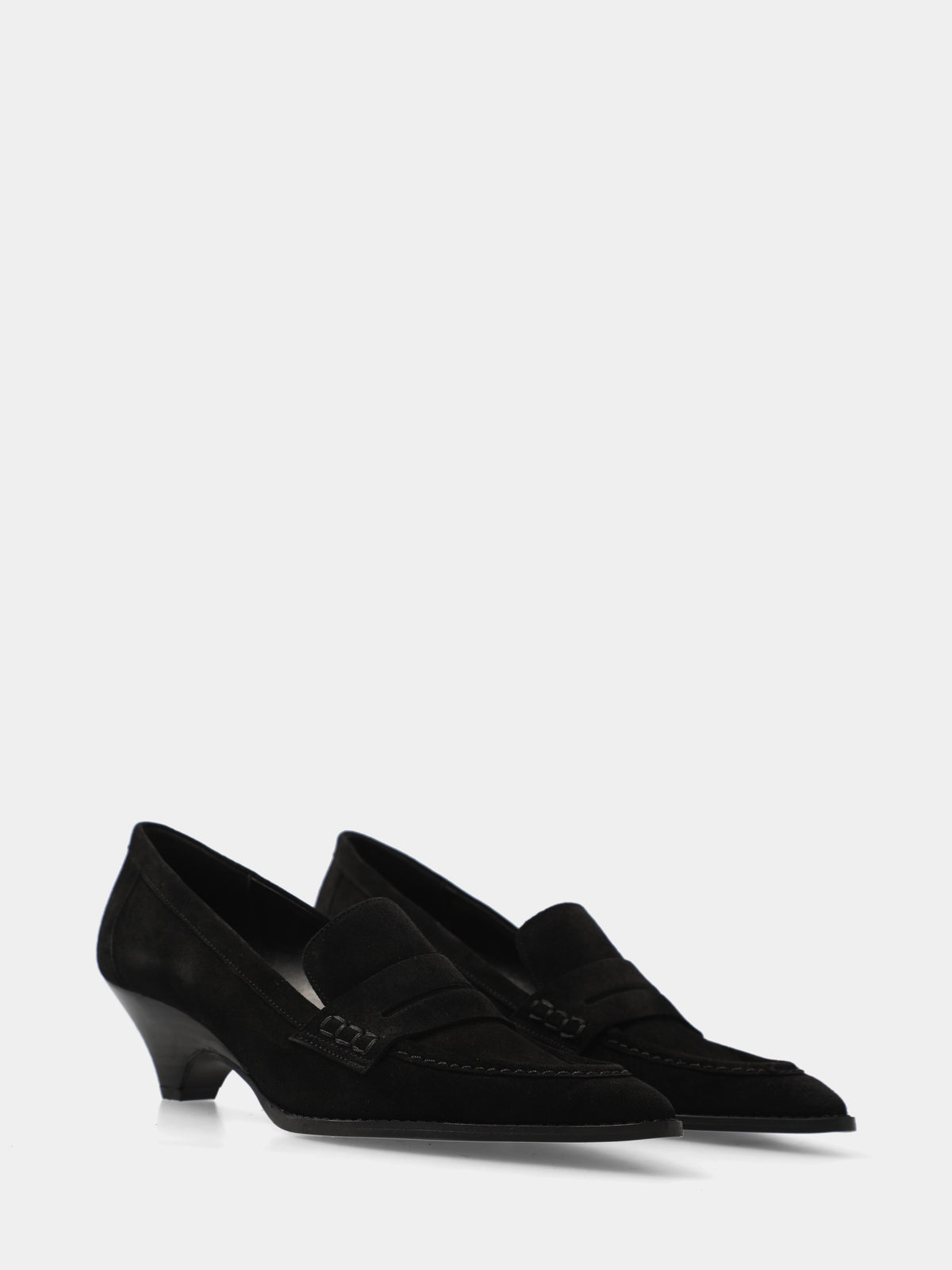 Mocassino in camoscio nero con zeppa incavata