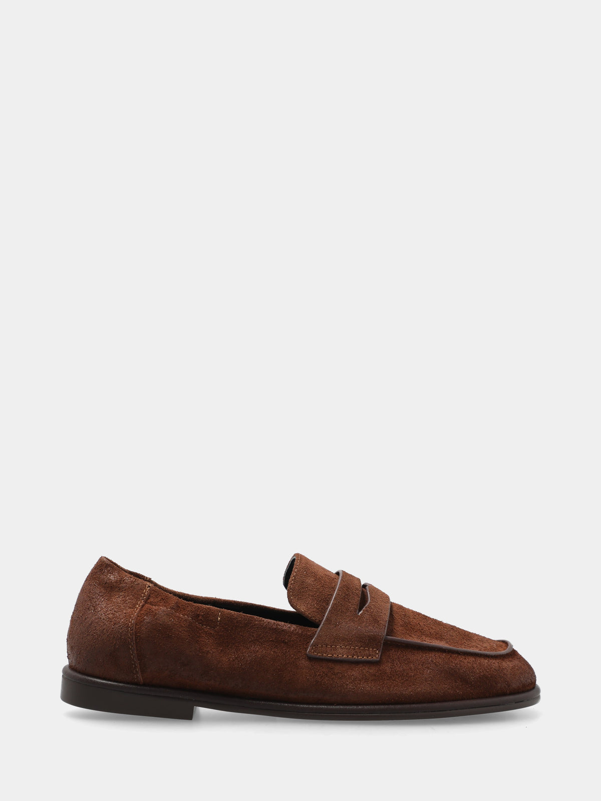 Mocassino in suede testa di moro con mascherina a bocca di leone