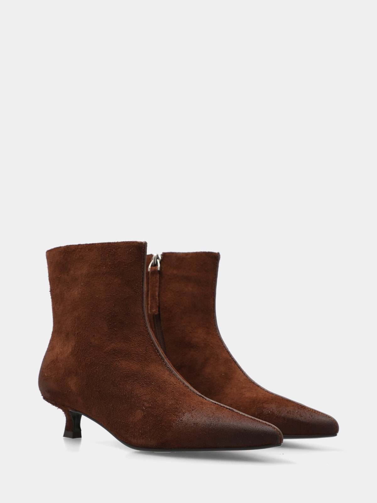 Tronchetto in suede testa di moro con tacco a calice