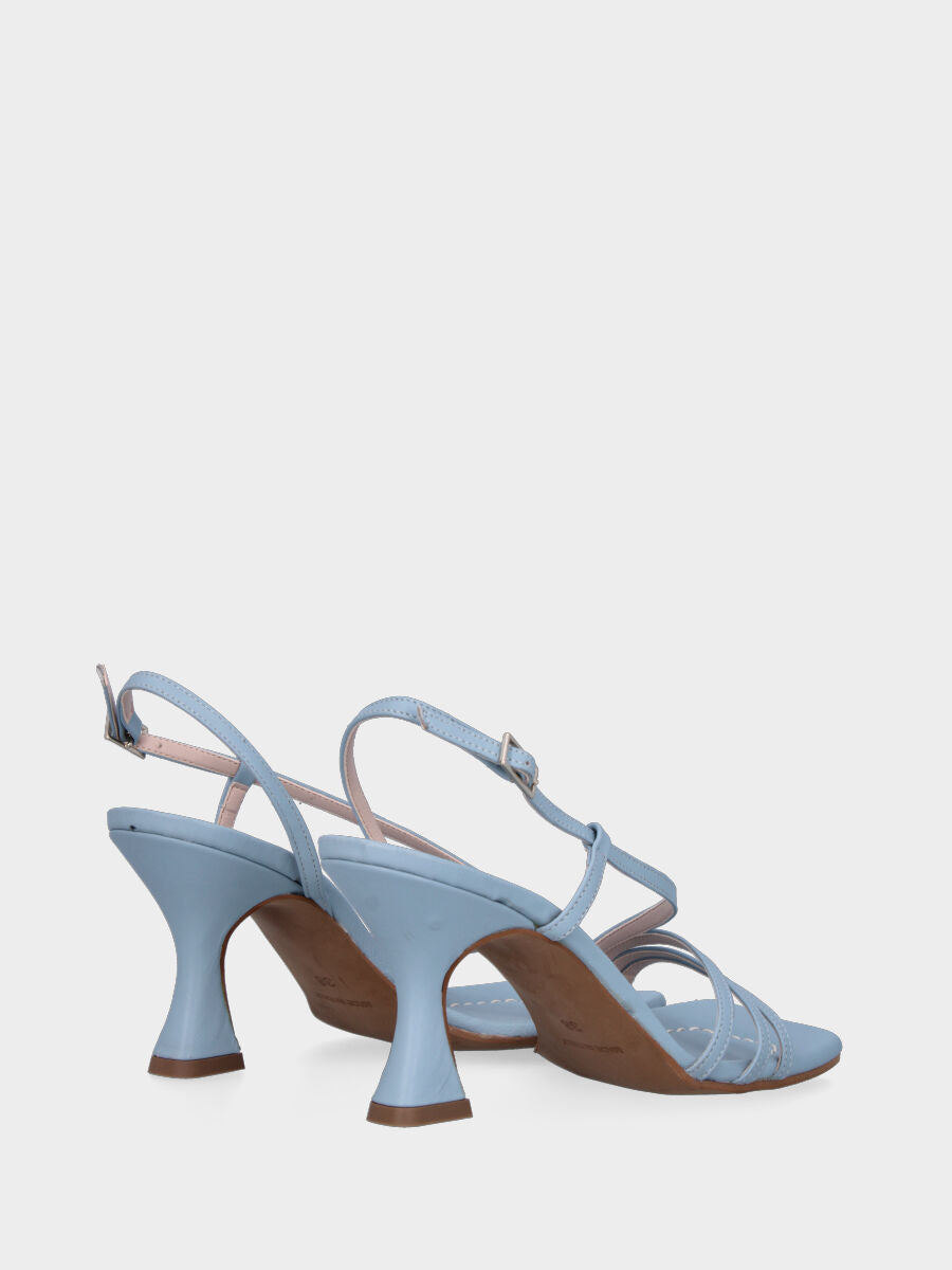 Sandale ciel en cuir avec brides et talon bobine
