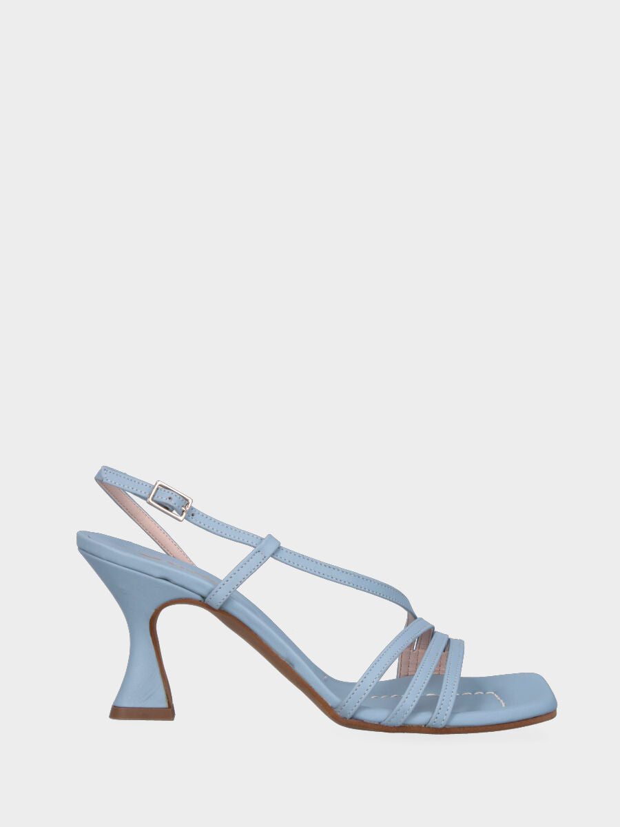 Sandale ciel en cuir avec brides et talon bobine