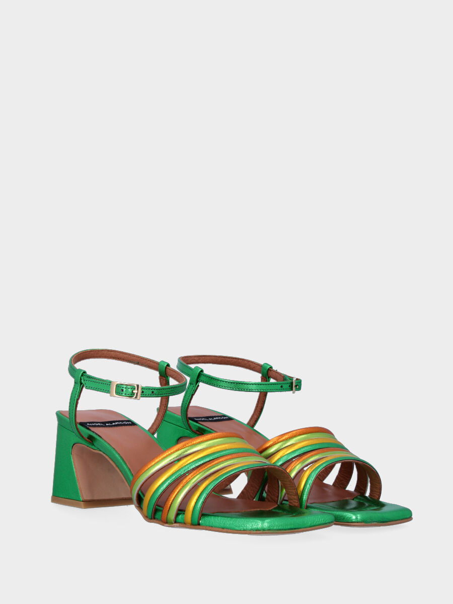 Multicolor laminated sandal with straps