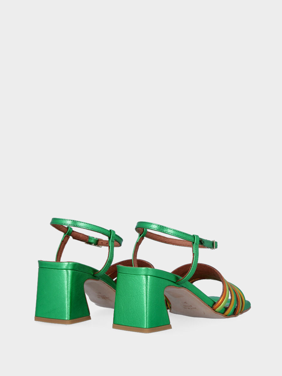 Multicolor laminated sandal with straps