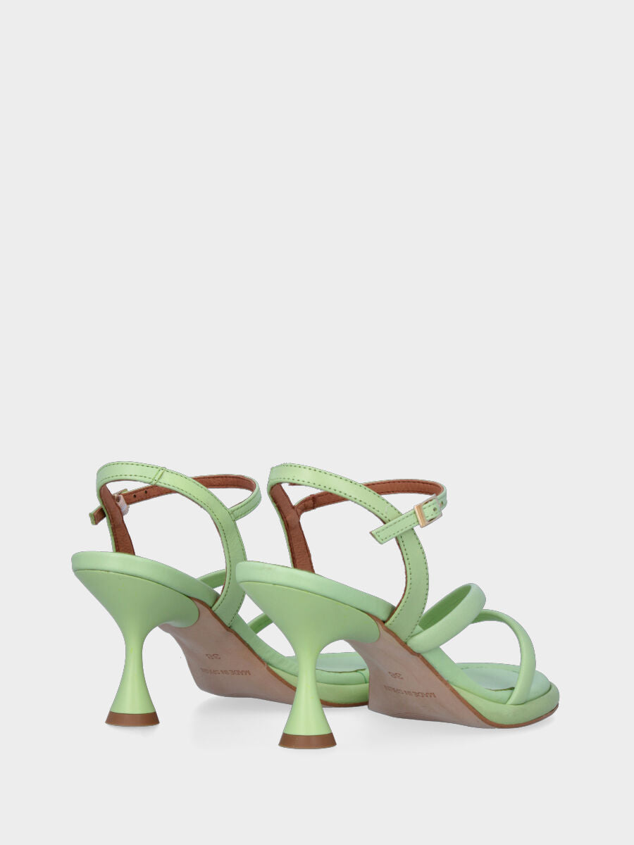 Sandalo verde in pelle con listini