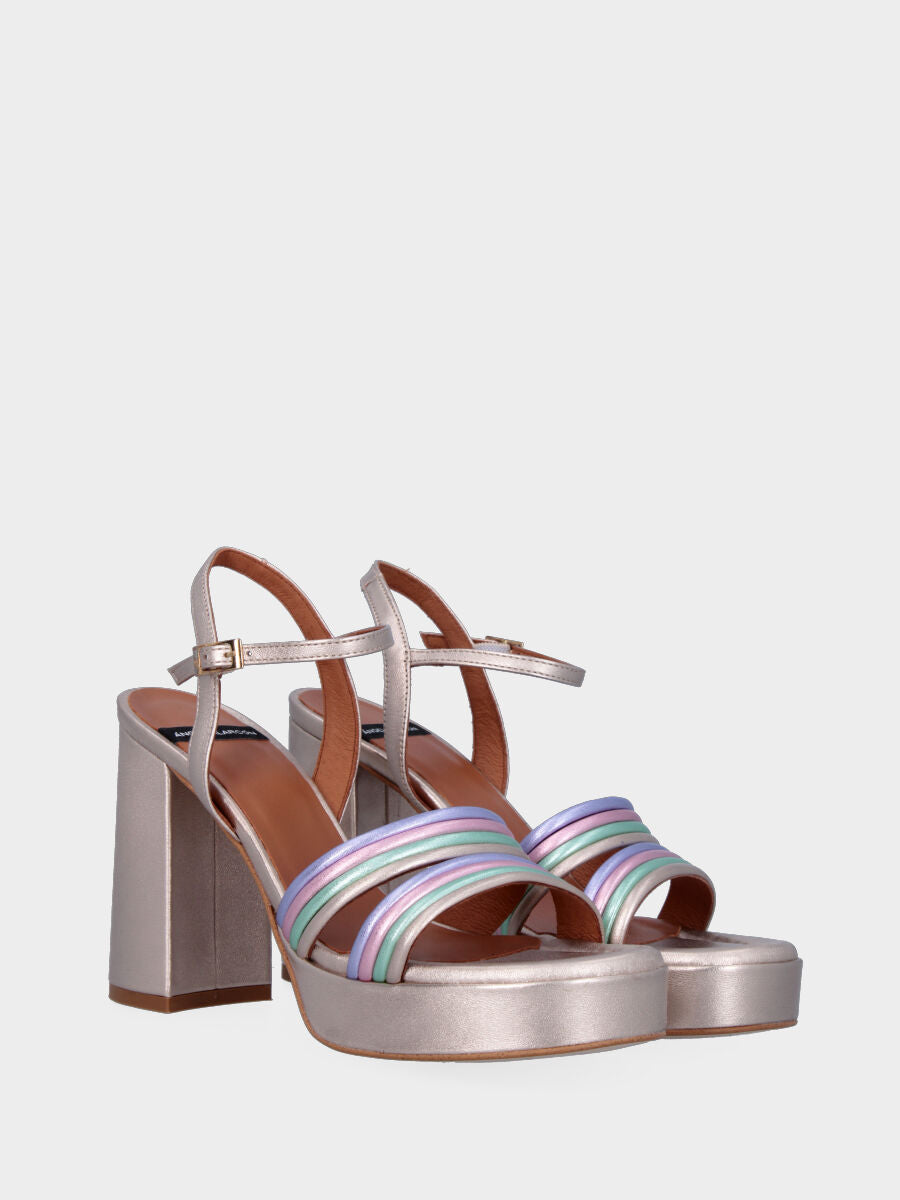 Multicolor laminated sandal with straps