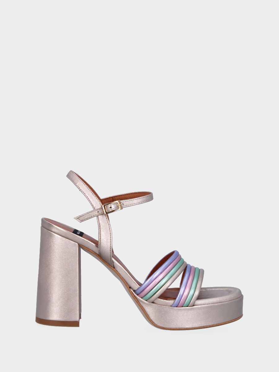 Multicolor laminated sandal with straps