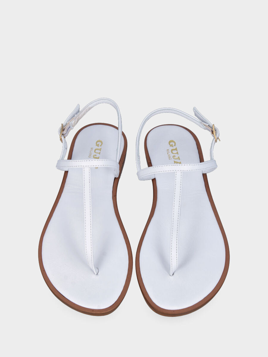 White leather thong sandal