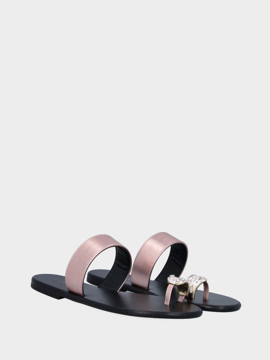Pink laminated slipper with jewel detail