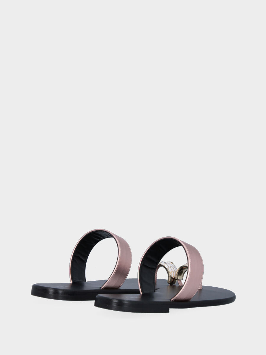 Pink laminated slipper with jewel detail