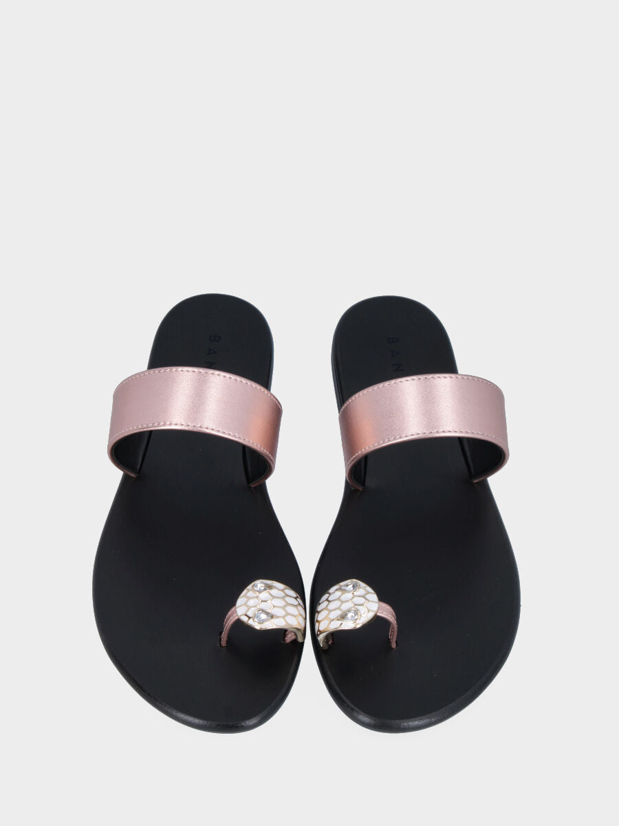Pink laminated slipper with jewel detail
