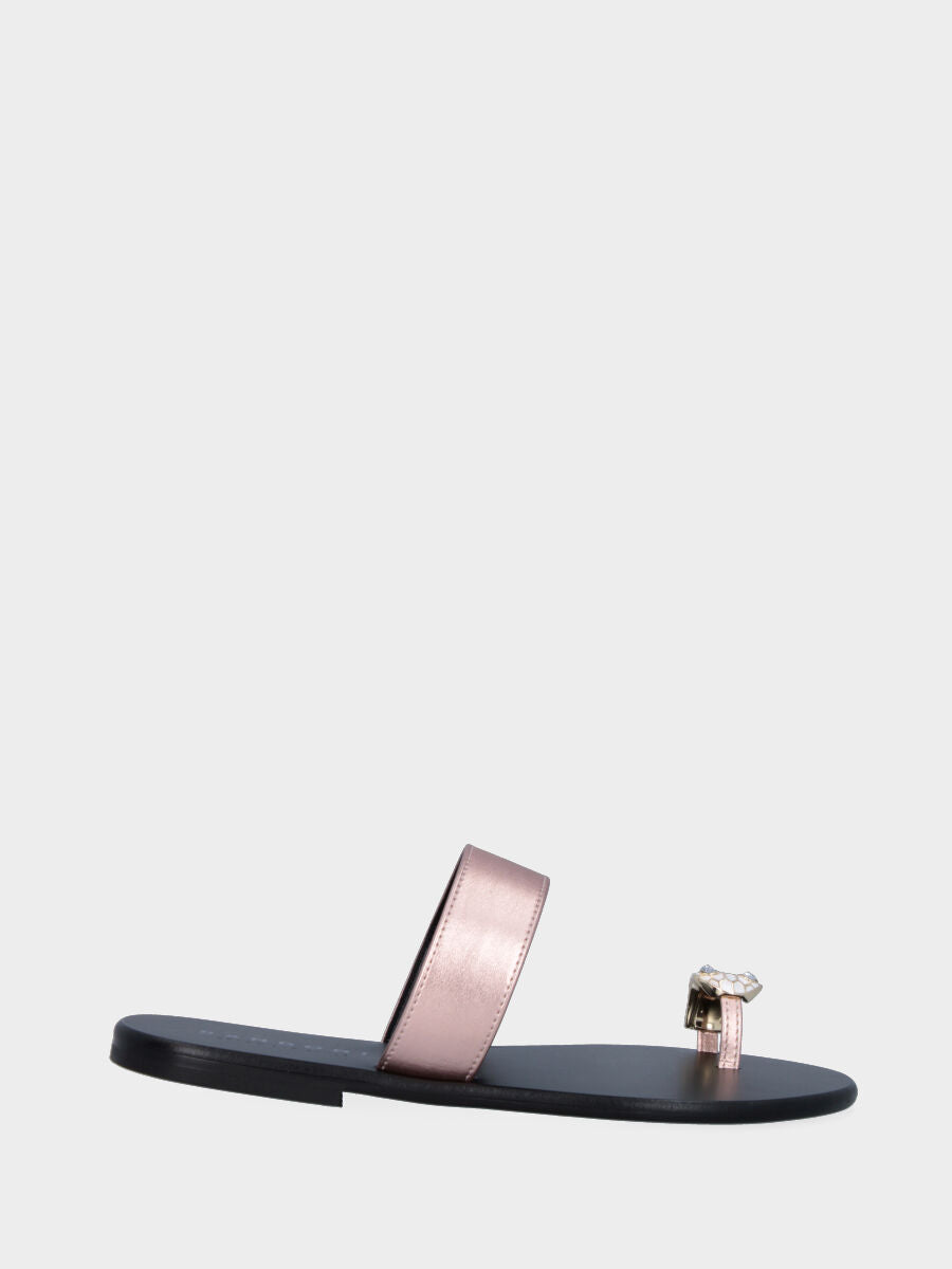 Pink laminated slipper with jewel detail