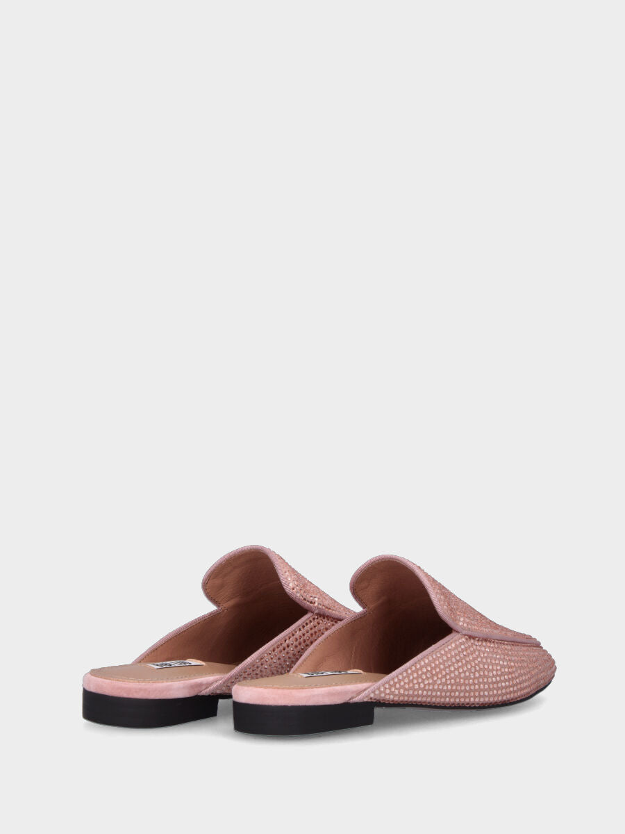 Sabot nude in pelle con cristalli