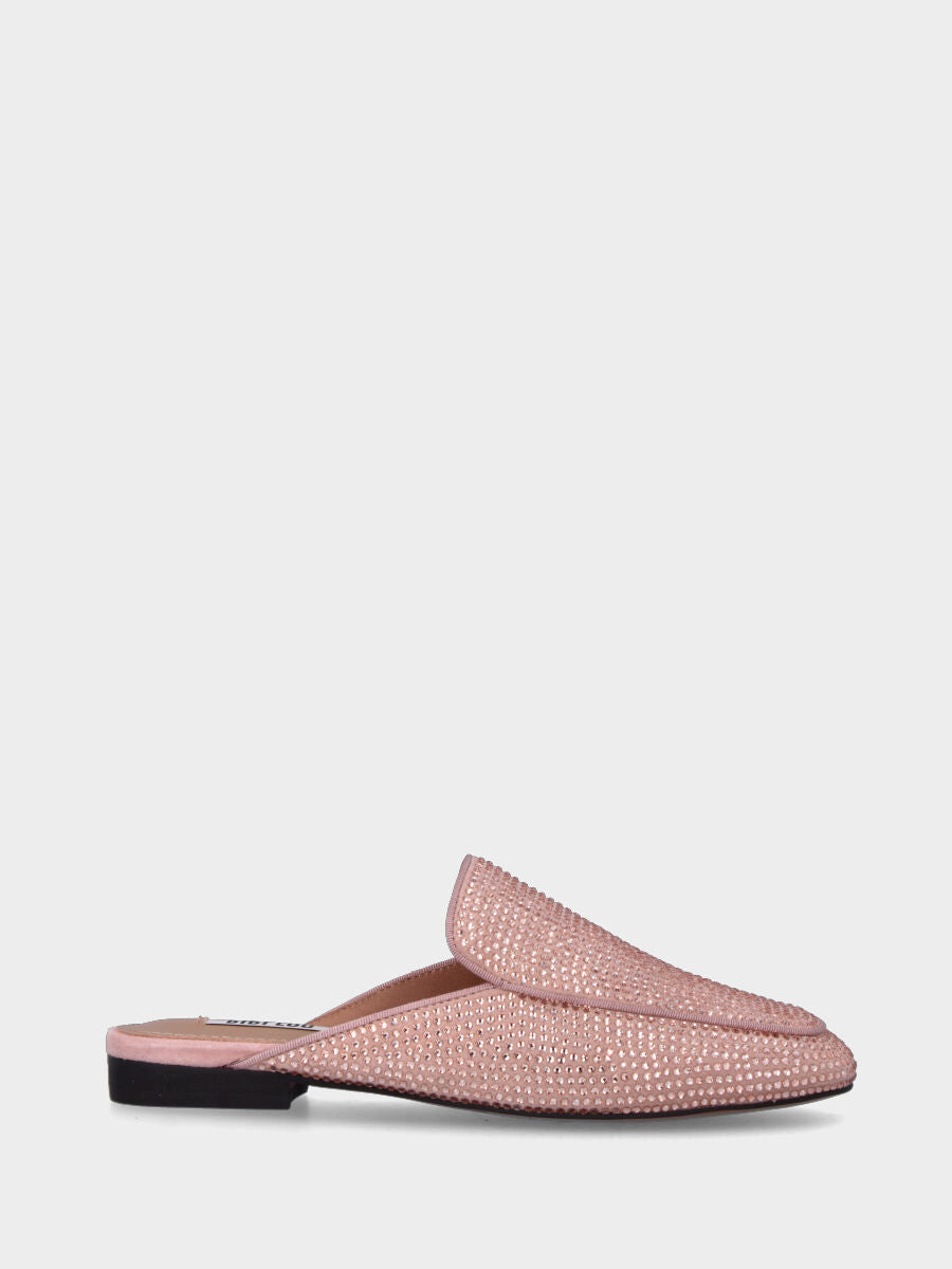 Sabot nude in pelle con cristalli