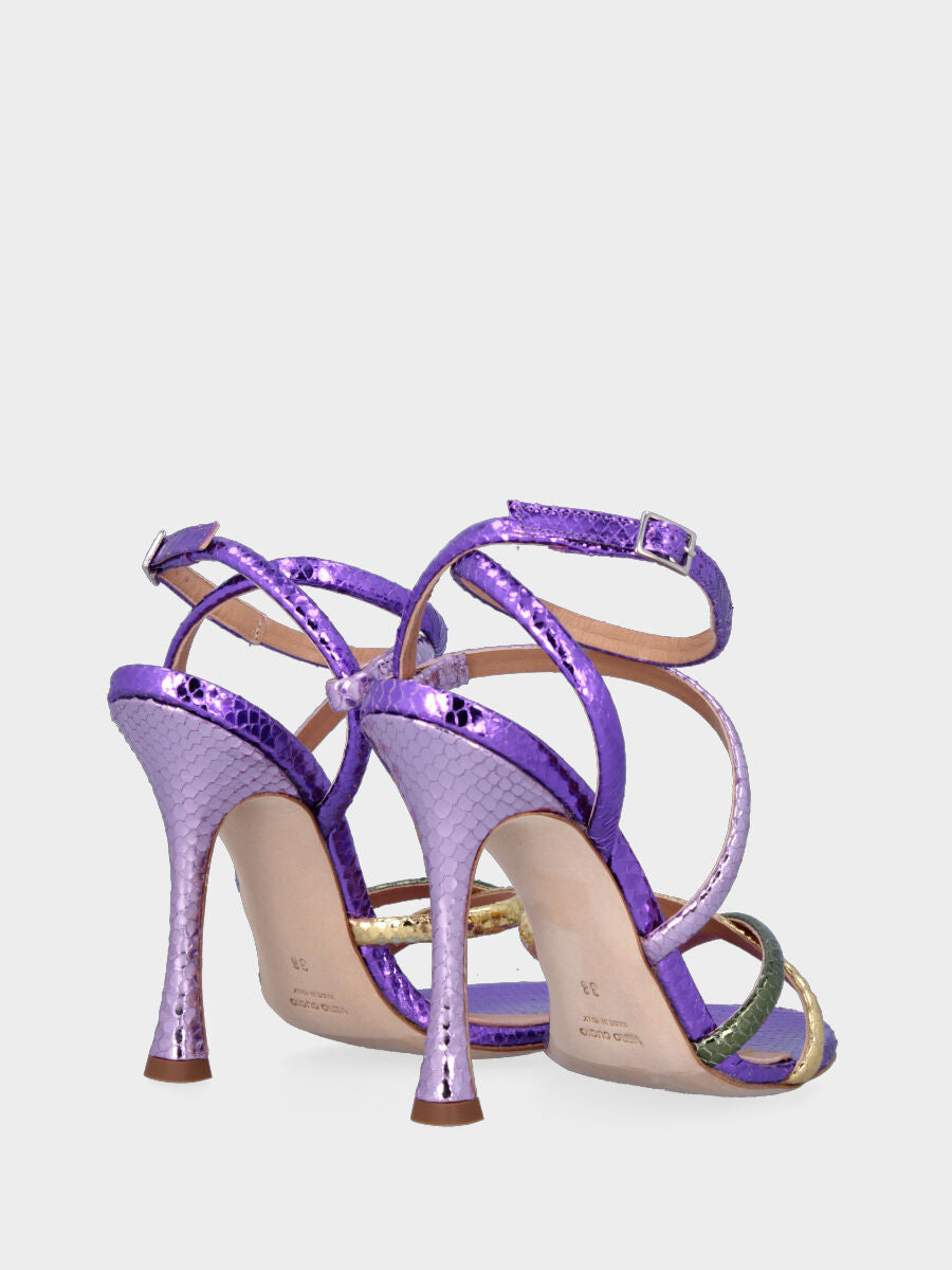 Sandalo multicolor in pellame whips con listini incrociati