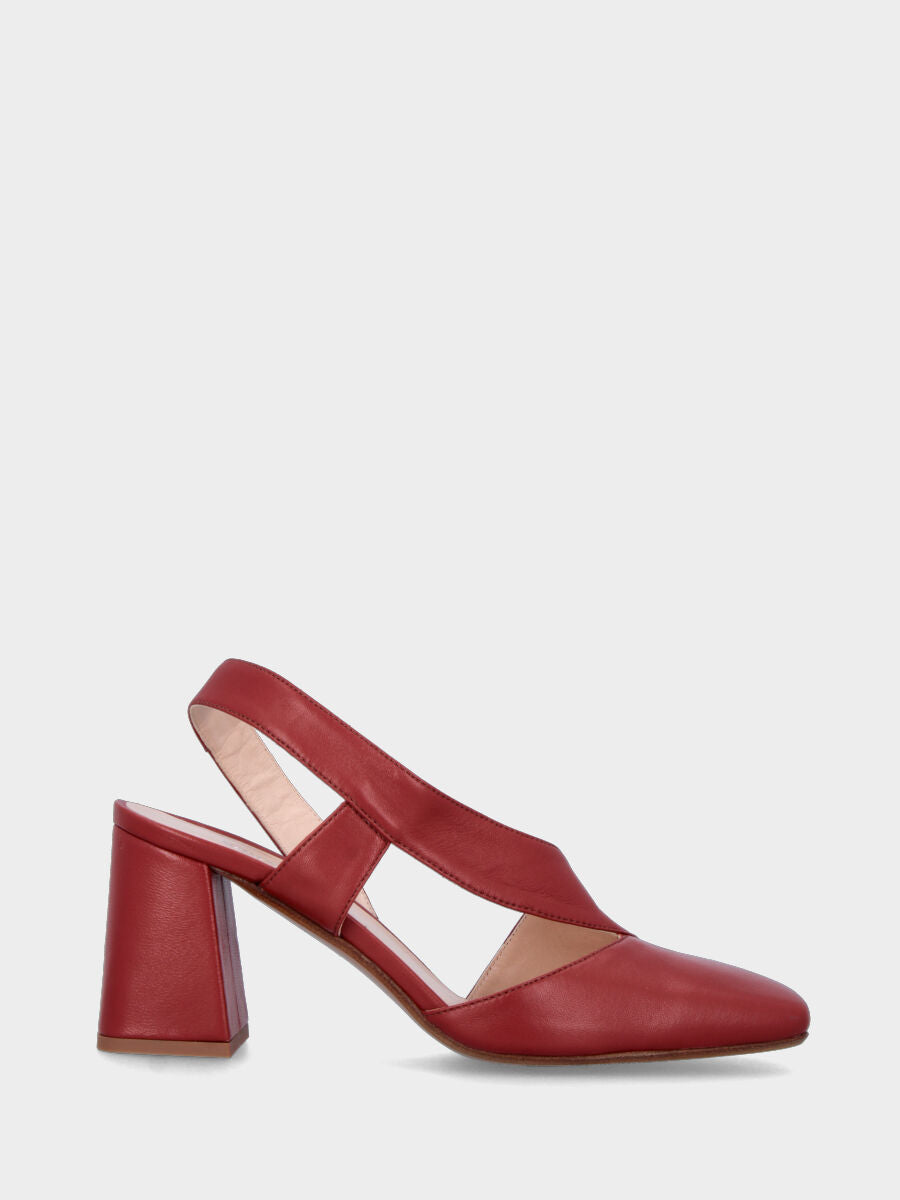 Braune Pumps Slingback aus Leder mit schrägem Riemen