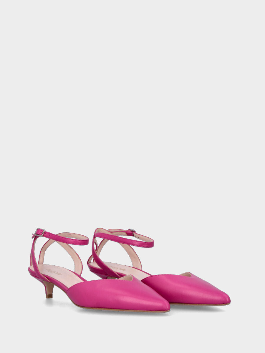 Chanel pink leather with crisscross straps on the heel