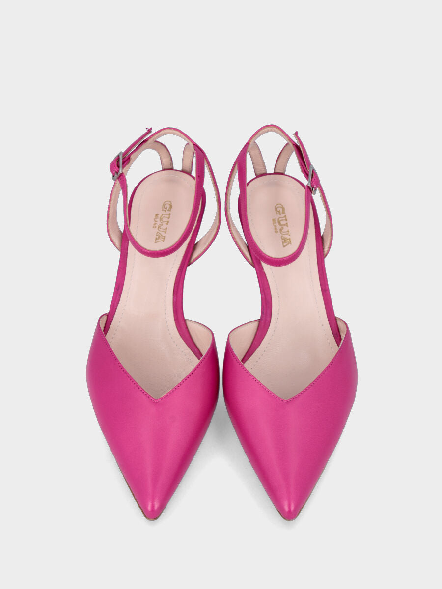 Chanel pink leather with crisscross straps on the heel