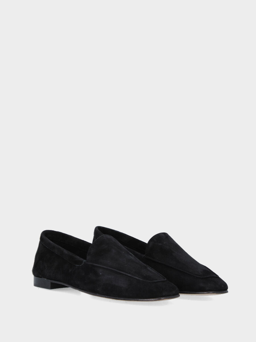 Pantofolina nera in pelle con bordo a rilievo in pianta