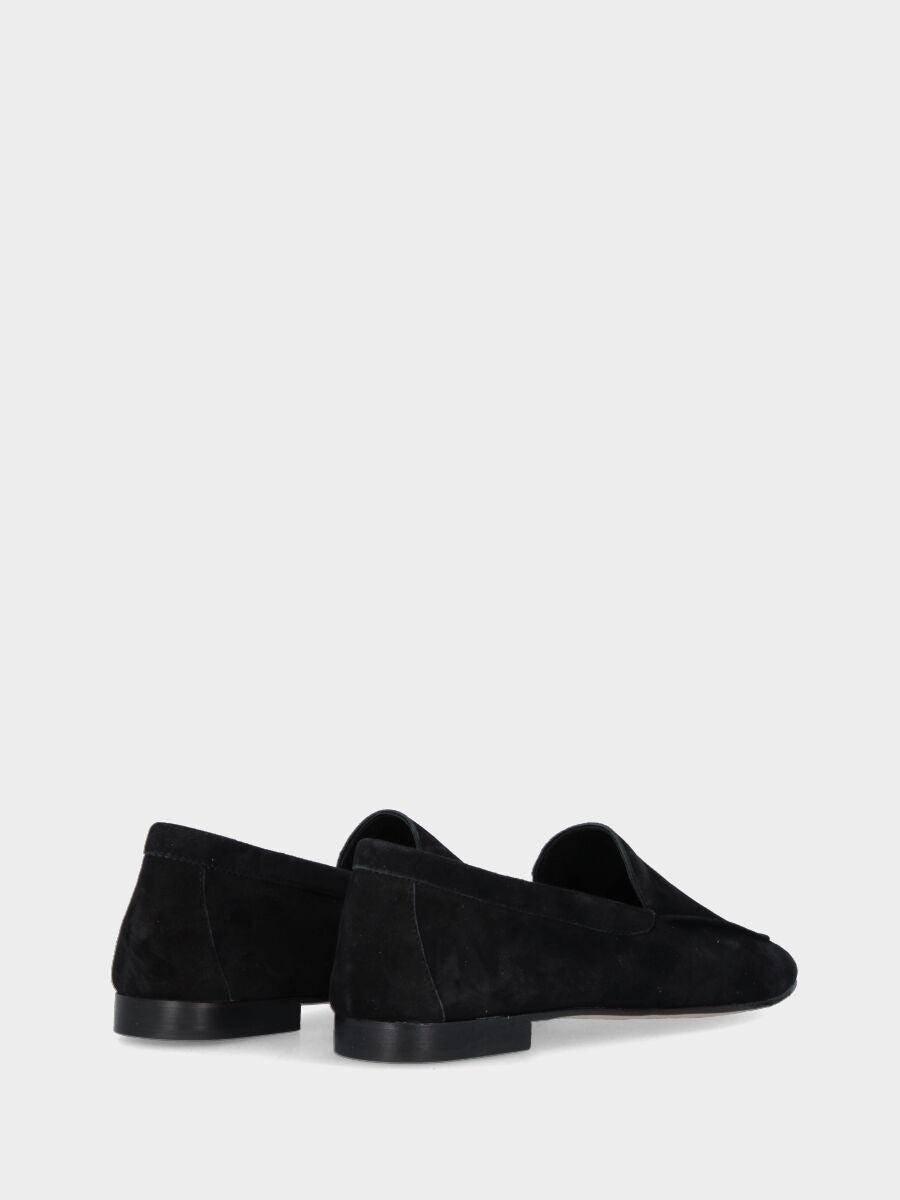 Pantofolina nera in pelle con bordo a rilievo in pianta