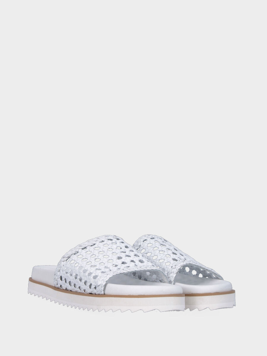 White leather slipper with braided band