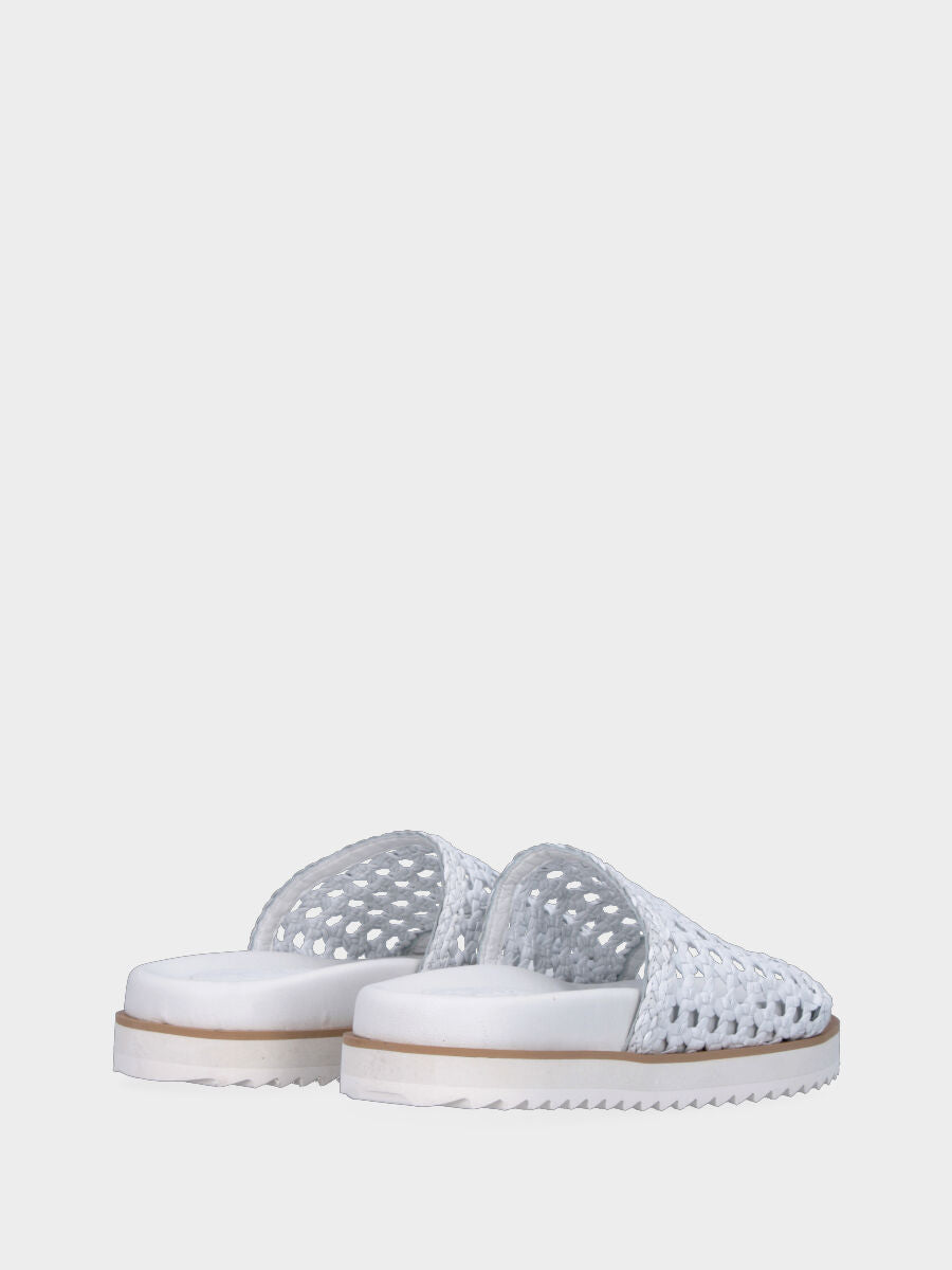 White leather slipper with braided band