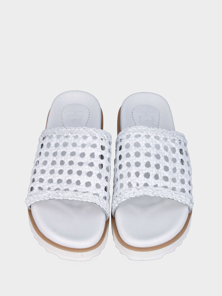 White leather slipper with braided band