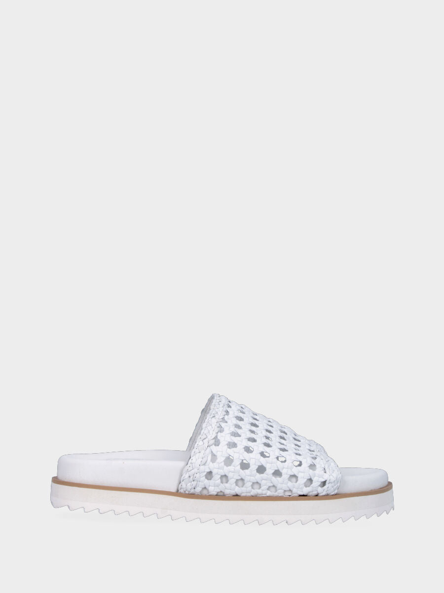 White leather slipper with braided band