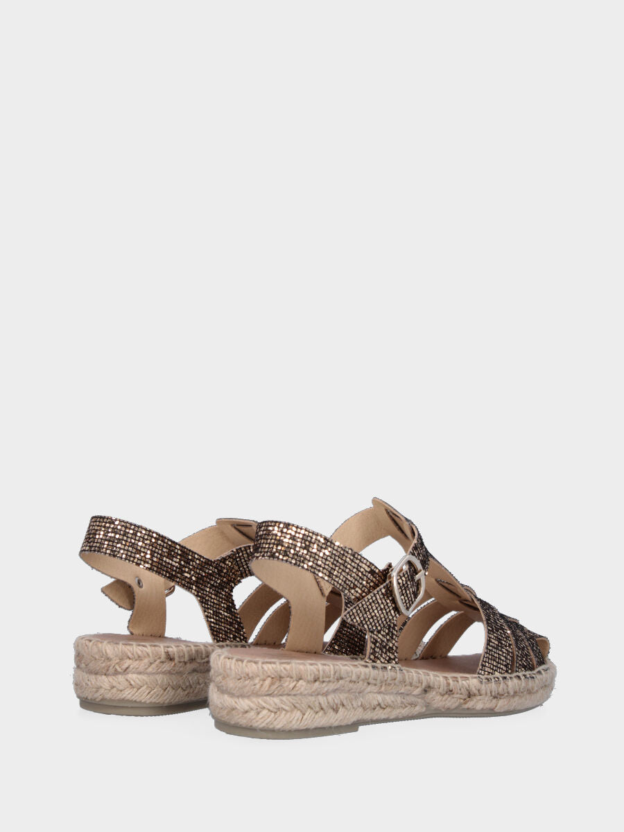 Espadrillas marrone in glitter con fascette intrecciate