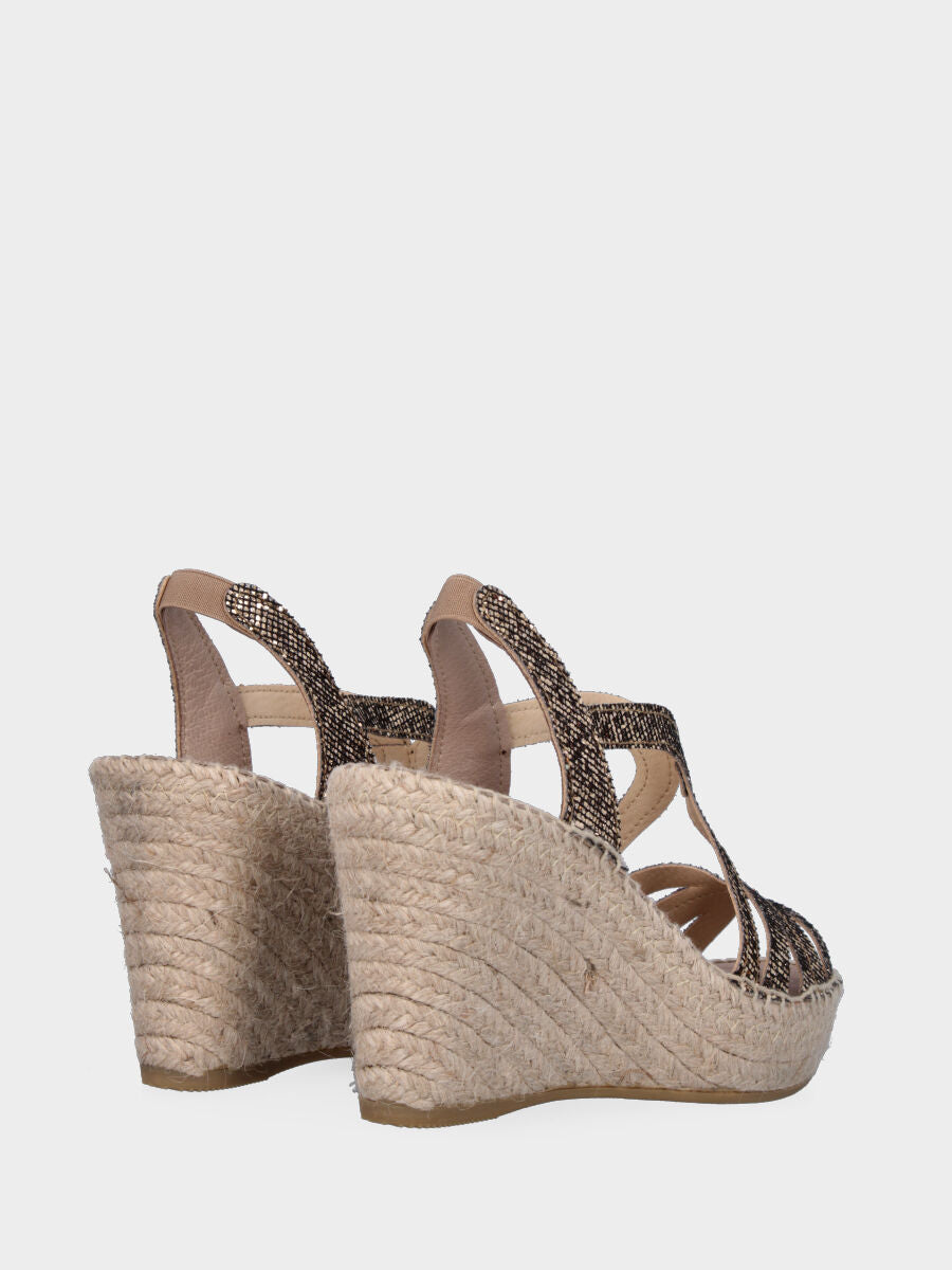 Sandalo marrone in glitter con fasce